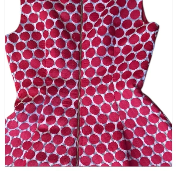 KATE SPADE NEW YORK Red and White Polka Dot Fit & Flare Jacquard Dress - Picture 2 of 5